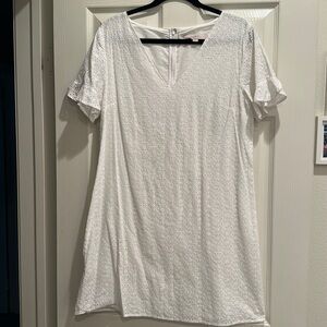 White eyelet dress with ruffle sleeves from the Loft